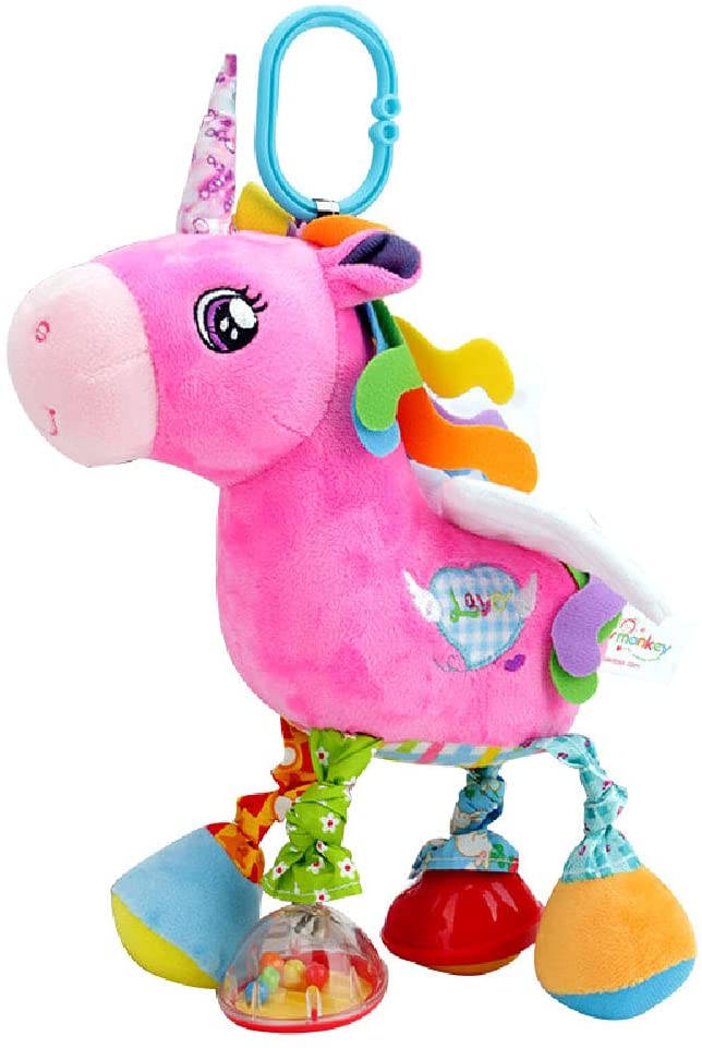 Baby Car Stroller Rattle Toy, Hanging Stuffed Unicorn
