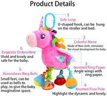 Load image into Gallery viewer, Baby Car Stroller Rattle Toy, Hanging Stuffed Unicorn

