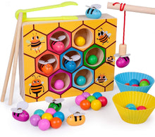 Load image into Gallery viewer, Montesorri Toys - Clamp Bee &amp; Beads Hive Match Game 3Y+
