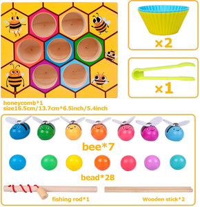 Montesorri Toys - Clamp Bee & Beads Hive Match Game 3Y+