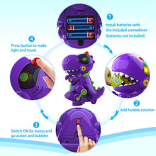 Load image into Gallery viewer, Dinosaur Bubble Machine with Bump N Go 3Y+