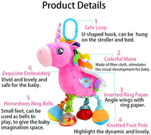 Load image into Gallery viewer, Baby Car Stroller Rattle Toy, Hanging Stuffed Unicorn
