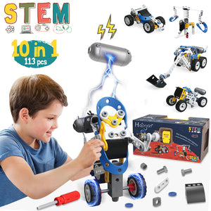 STEM Toys for Boys, 10-in-1 Educational Building Toys, 113 pcs - 5Y+